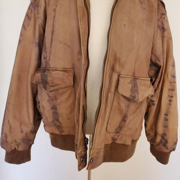 Vintage leather bomber moto COAT M L brown Tan Black cowgirl western equestrian - Picture 7 of 9